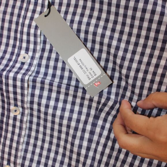 NEW Pennington Bailes Button Down Shirt Navy/ White Men Size Medium - Picture 10 of 13